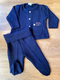 Conjunto Bolsinho Tricotil Raposa Azul marinho