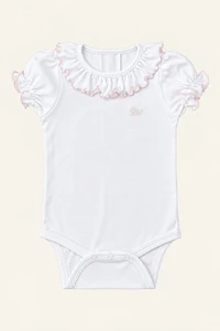 Body Frufru Algodão Egípcio Rosa Claro