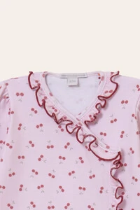 Macacão Babadinho Algodão Egípcio Cereja Rosa Vinho