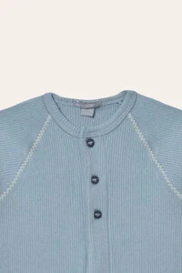 Macacão Canelado Raglan Azul Bebê