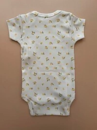 Body Americano Manga Curta Algodão Egípcio Limão Off White Mostarda