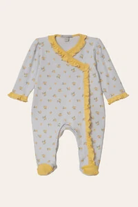 Macacão Babadinho Algodão Egípcio Limão Off White Mostarda