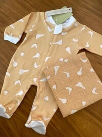 Macacão Patinhos Algodão Egípcio Amarelo