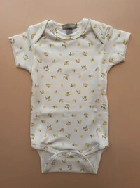 Body Americano Manga Curta Algodão Egípcio Limão Off White Mostarda