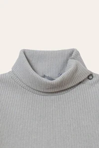 Body Canelado Gola Alta Cinza