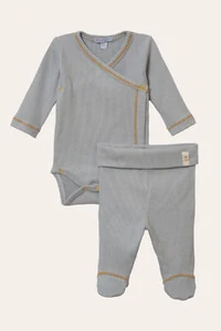 Conjunto Kimono Canelado Cinza