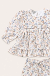 Pijama Floral Pima Rosa Lilás