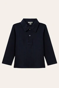 Camiseta Polo Manga Longa Pima Azul Marinho