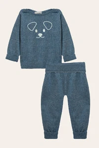 Conjunto Tricot Cachorro Azul Jeans