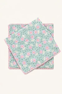 Kit Fralda Estampa Flor Verde e Rosa