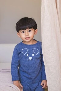 Conjunto Tricot Cachorro Azul Jeans