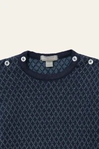 Casaco Jacquard Azul Marinho e Jeans