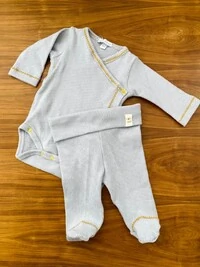 Conjunto Kimono Canelado Cinza