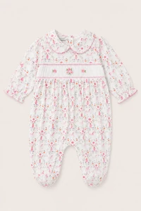 Macacão Smock Floral Pima com Pé Colorido