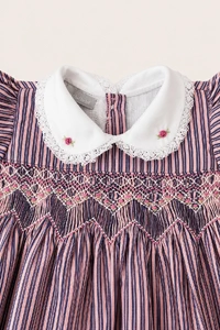 Vestido Eliza Listrinha Azul Marinho Rosa