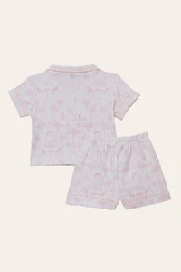Pijama Toile du Jouy Algodão Egípcio Rosa