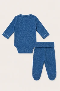 Conjunto Kimono Canelado Azul Marinho