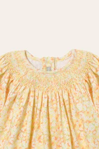 Vestido Smock Floral Pima Amarelo