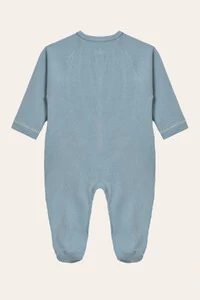 Macacão Canelado Raglan Azul Bebê