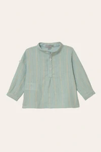 Camisa Gola Padre Listrinha Leve Azul Claro