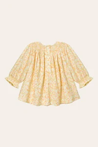 Vestido Smock Floral Pima Amarelo