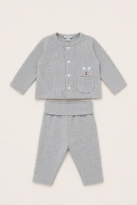 Conjunto Bolsinho Tricotil Cinza Mescla