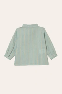 Camisa Gola Padre Listrinha Leve Azul Claro