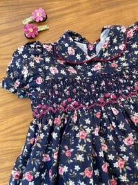 Vestido Eliza Rosas Azul Marinho