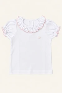 Camiseta Frufru Algodão Egípcio Rosa Claro