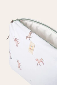 Necessaire Estampa Horses Branco Bege