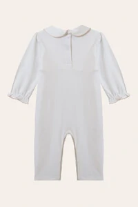 Macacão Smock Delicado Pima sem pé Branco Salmão