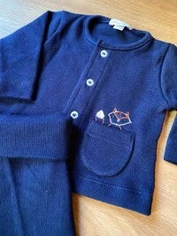 Conjunto Bolsinho Tricotil Raposa Azul marinho