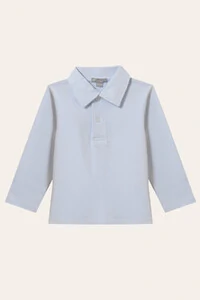 Camiseta Polo Manga Longa Pima Azul Bebê