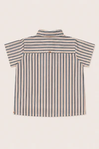 Camisa Lucas Listrada Cinza Laranja