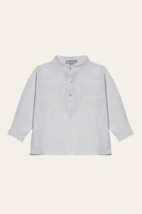 Camisa Gola Padre Listra Branco Azul