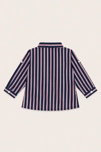 Camisa Gola Padre Fio Tinto Azul Marinho Vermelho