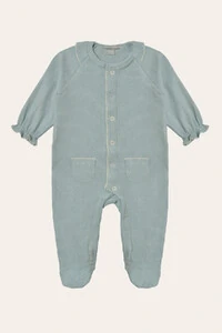 Macacão Canelado Babadinho Azul Bebê