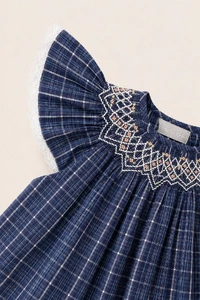 Vestido Isabel Xadrez Azul Marinho