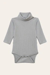 Body Canelado Gola Alta Cinza