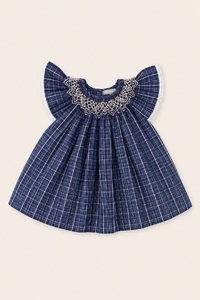 Vestido Isabel Xadrez Azul Marinho
