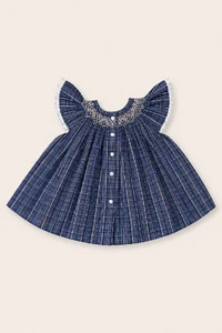 Vestido Isabel Xadrez Azul Marinho