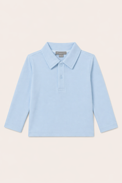 Foto Camiseta Polo Manga Longa Pima Azul Bebê