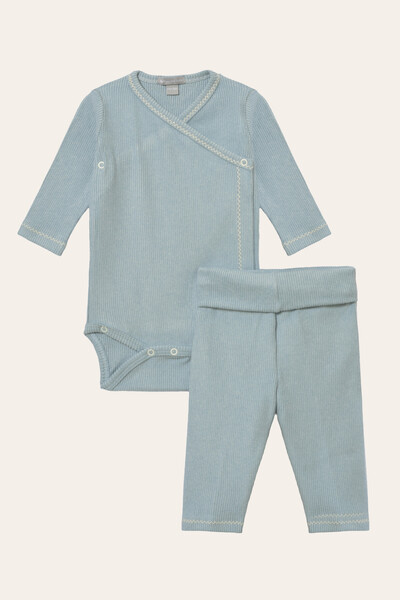 FotoConjunto Kimono Canelado Azul Bebê