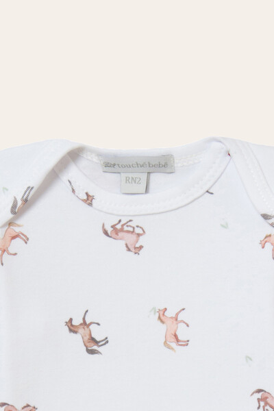 FotoMacacão Horses Algodão Egípcio Branco Bege