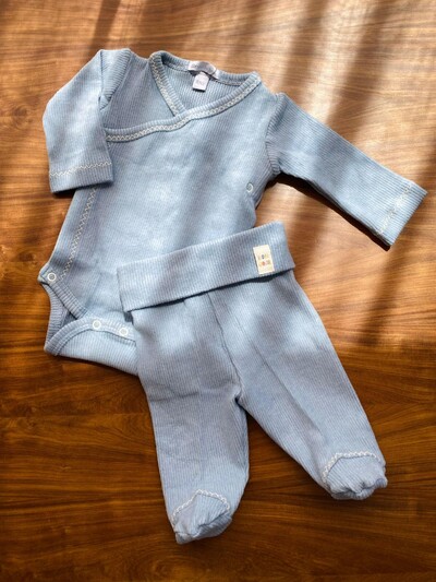 FotoConjunto Kimono Canelado Azul Bebê