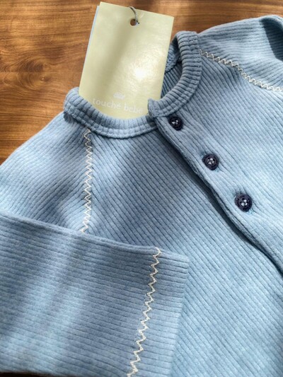 FotoMacacão Canelado Raglan Azul Bebê