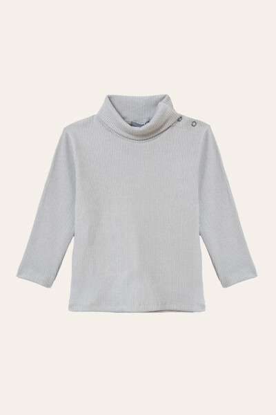 Foto Camiseta Canelado Gola Alta Cinza