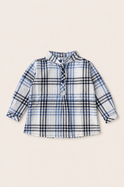 Foto Camisa Gola Padre Xadrez Azul