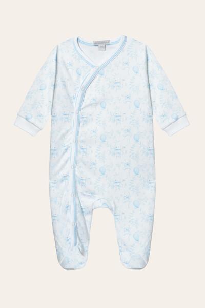 Foto Macacão Abertura Lateral Urso Pima Azul Bebê