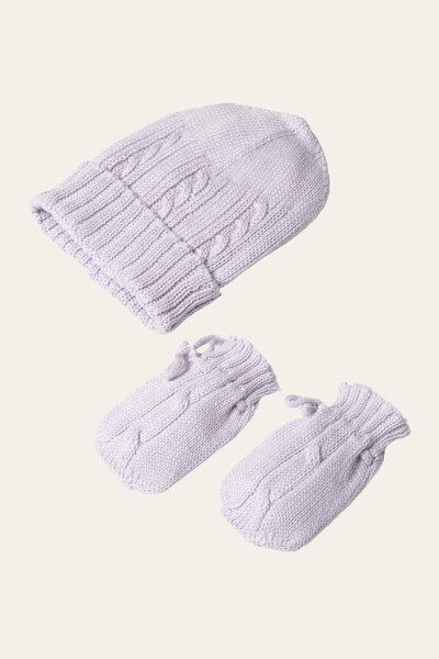 Foto Kit Gorro e Luva Tricot Lilás